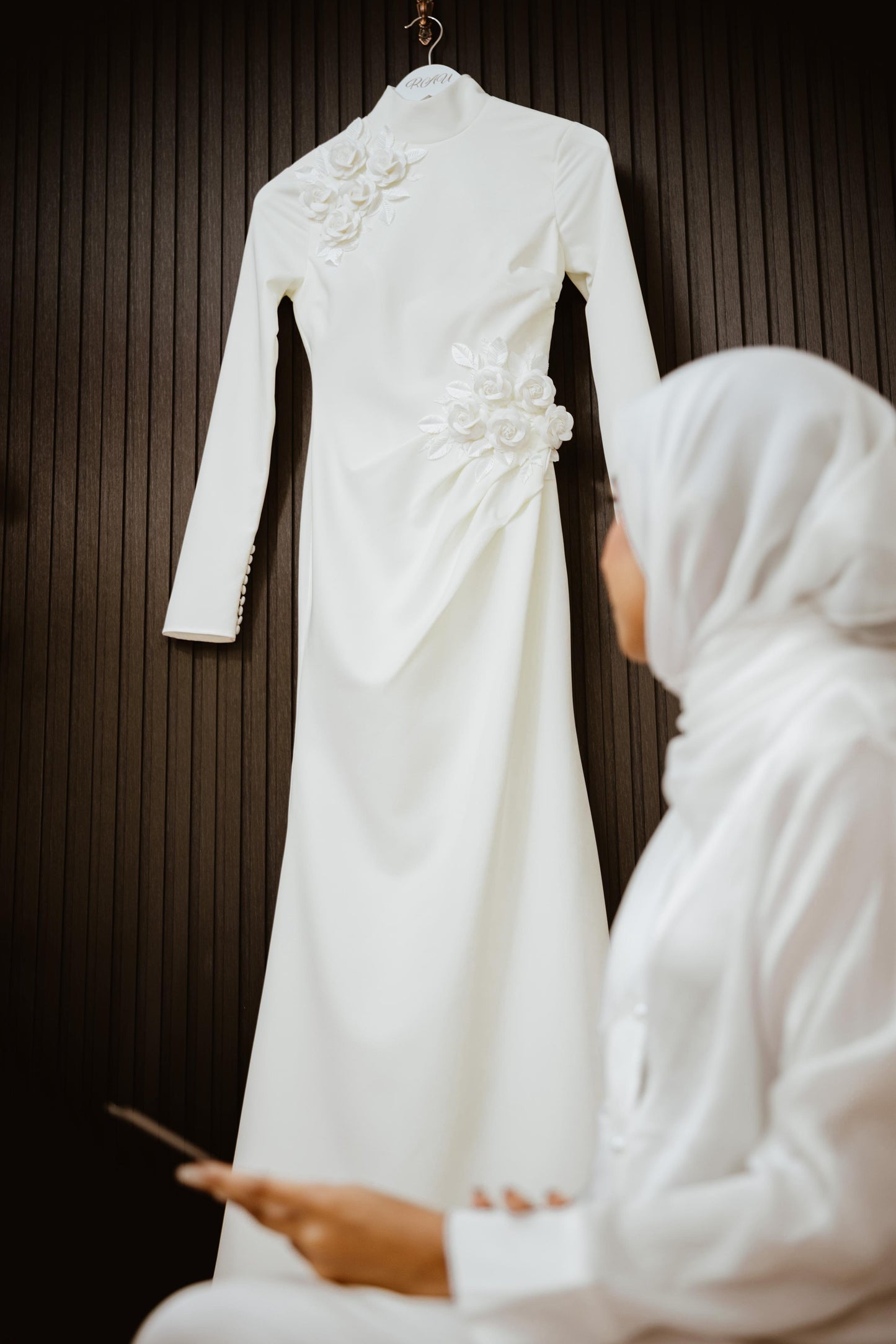 Bride Rauha — Minimalist Gown with 3D Floral Details