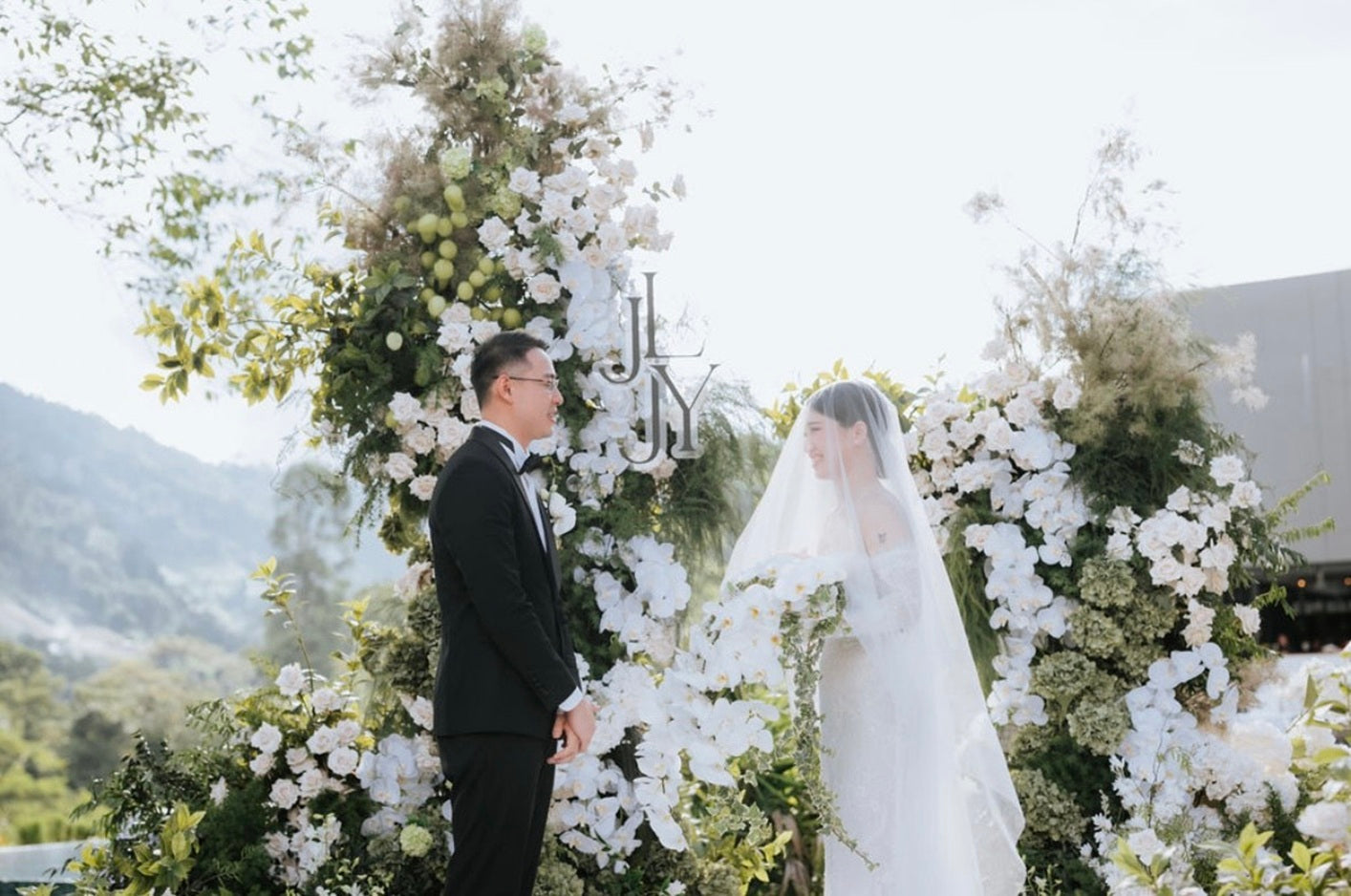 French Lace & Beaded Bridal Gown for Bride Jing Yann