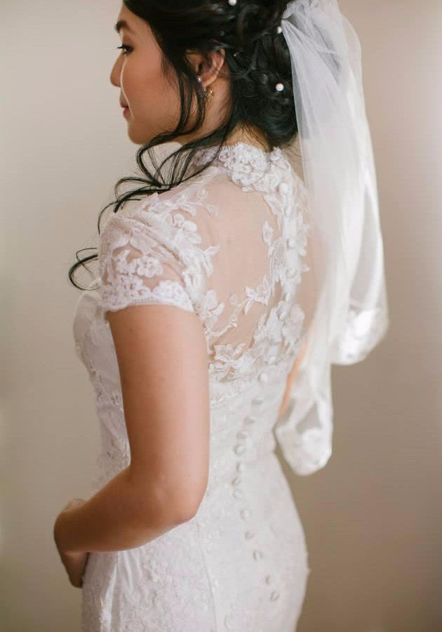 mandarin collar lace wedding dress Mandarin collar lace wedding dress topper, Small