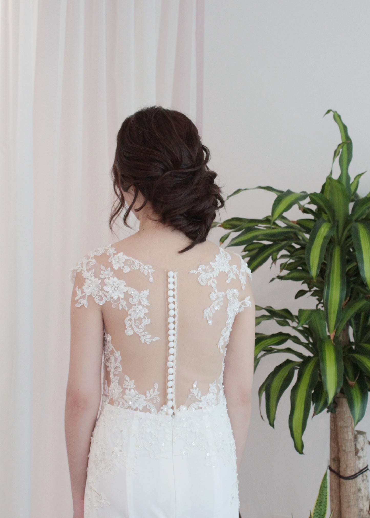 illusion back wedding dress