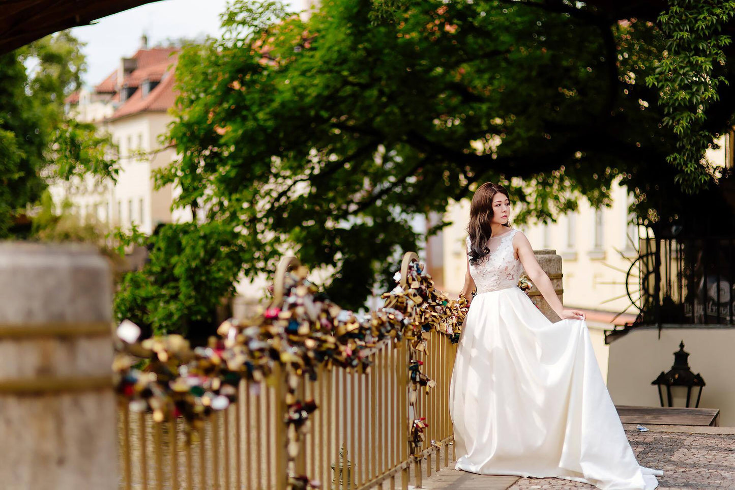 Bride Kelly - Sleeveless Lace Bodice Satin Aline Wedding Dress