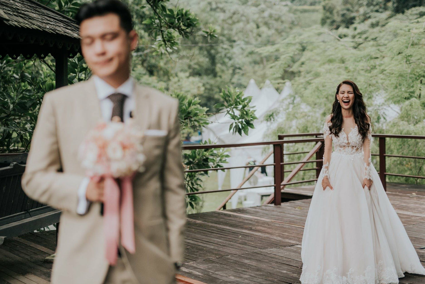 first look wedding moment