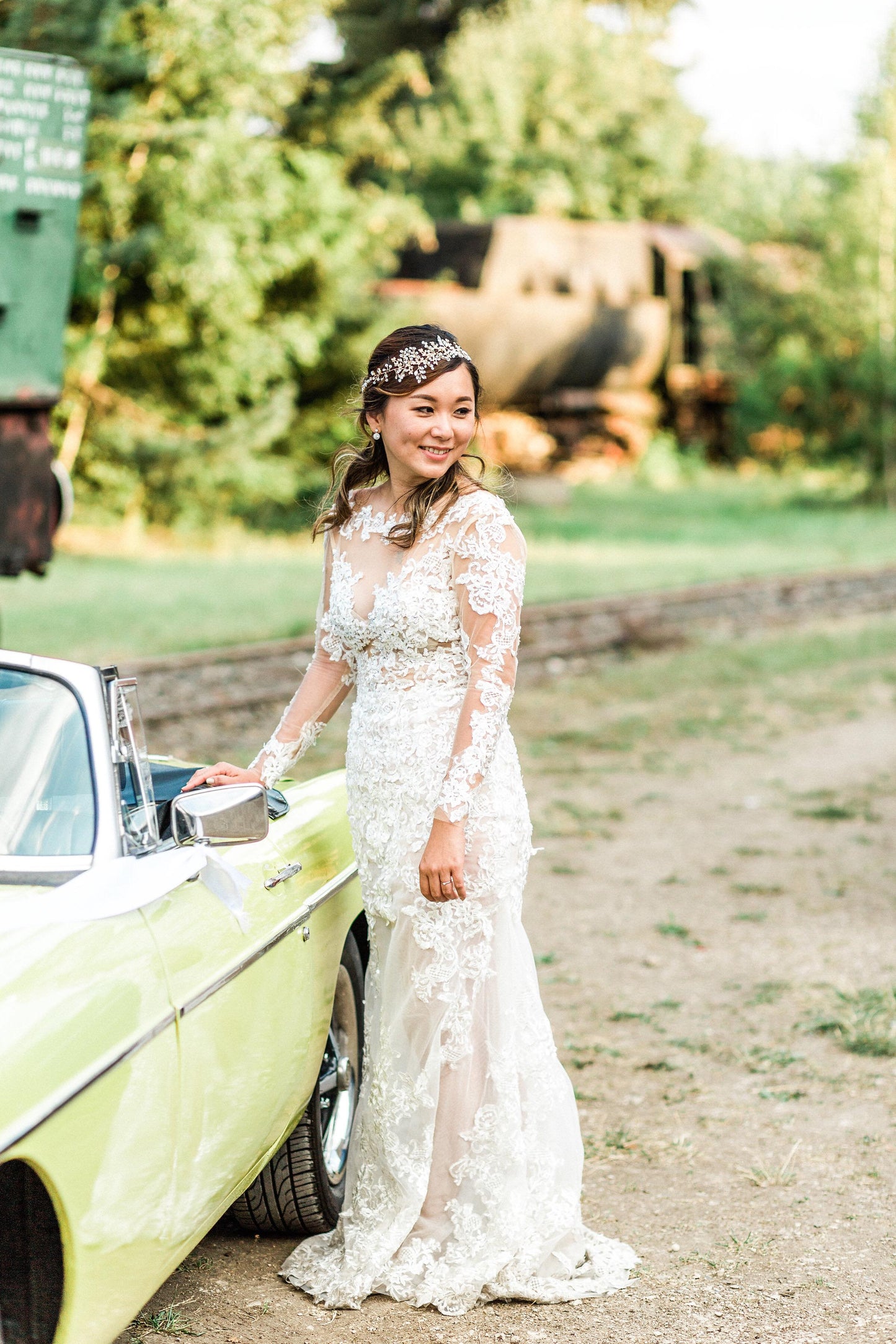 sheer bridal gown