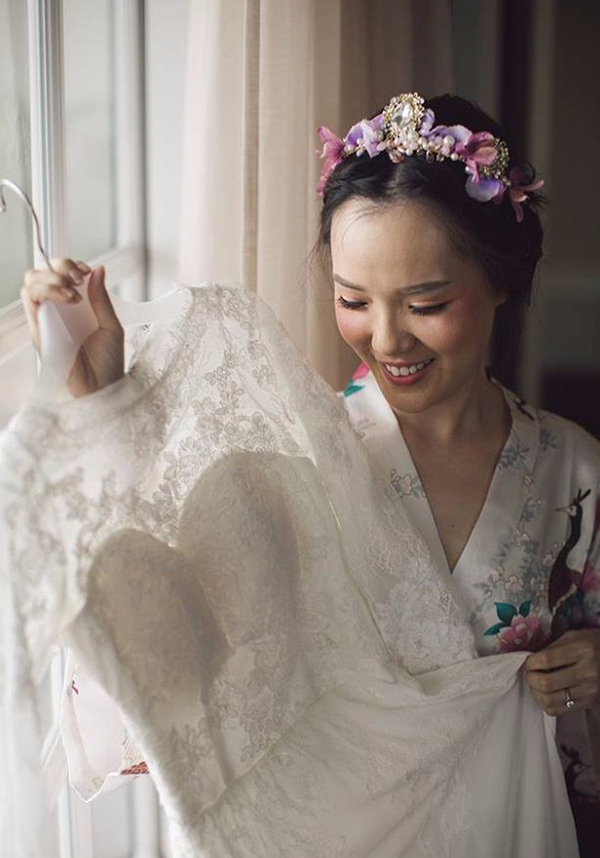 Dentelle Bridal | Long Sleeves French Lace Chiffon Aline Wedding Dress Dentelle Bridal | Long Sleeves French Lace Chiffon Aline Wedding Dress