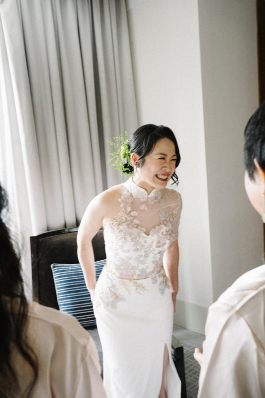 Unique Asymmetrical Bridal Gown for Bride Jina