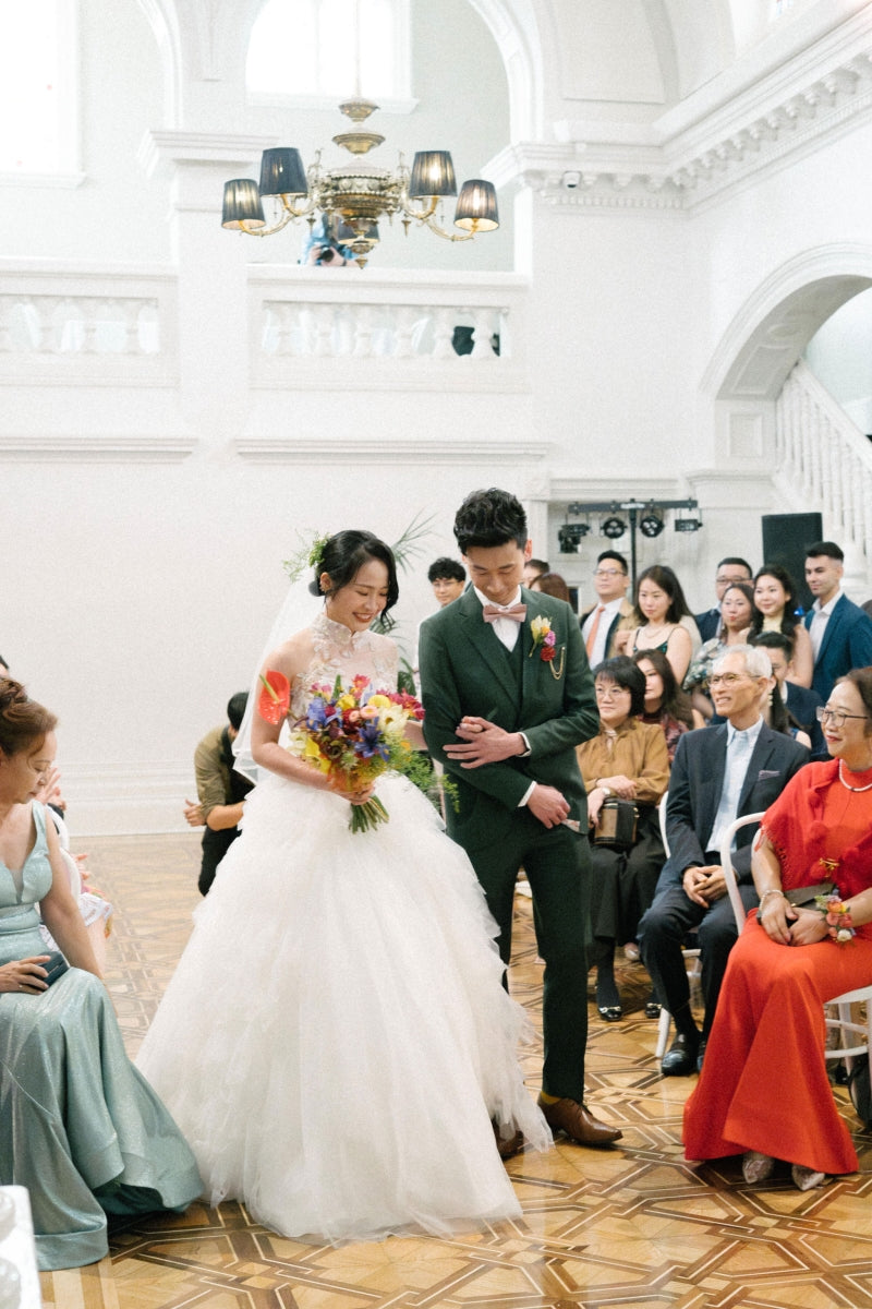 Unique Asymmetrical Bridal Gown for Bride Jina