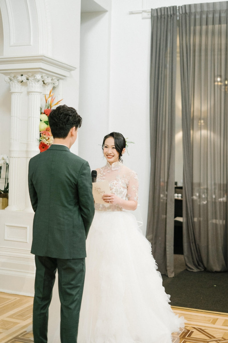 Unique Asymmetrical Bridal Gown for Bride Jina