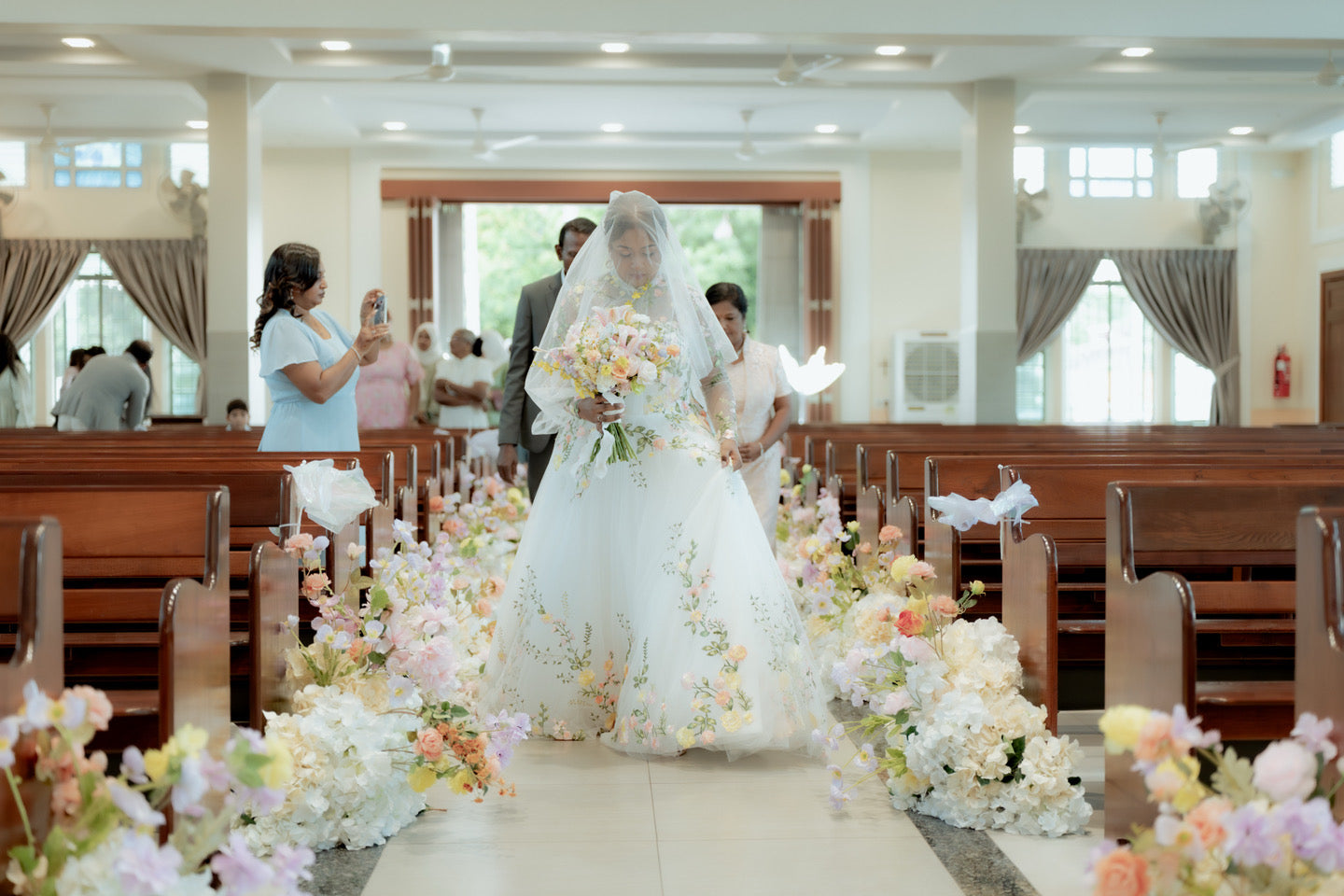 Bride Visha — High Neck Gown with Colourful Floral Details