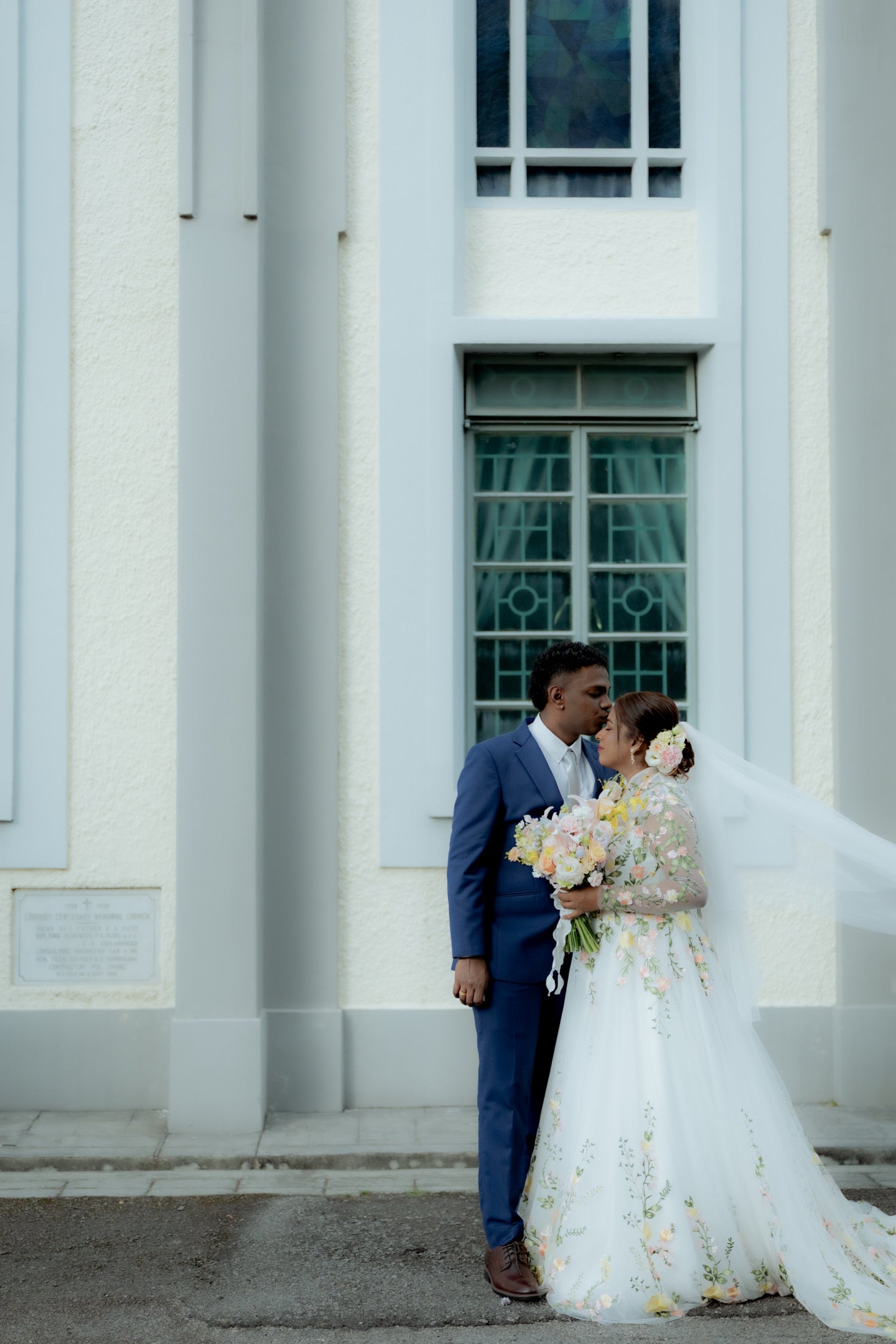 Bride Visha — High Neck Gown with Colourful Floral Details