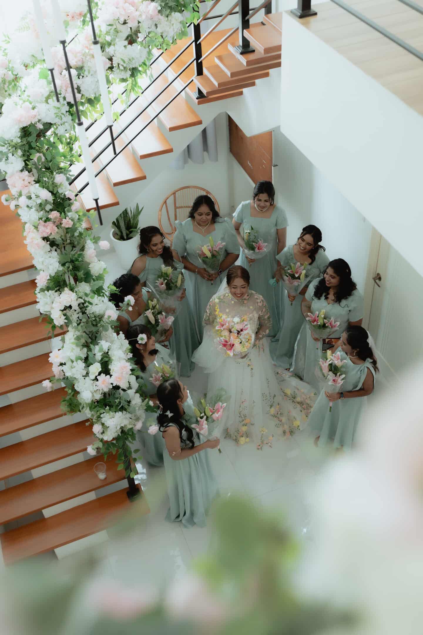 Bride Visha — High Neck Gown with Colourful Floral Details