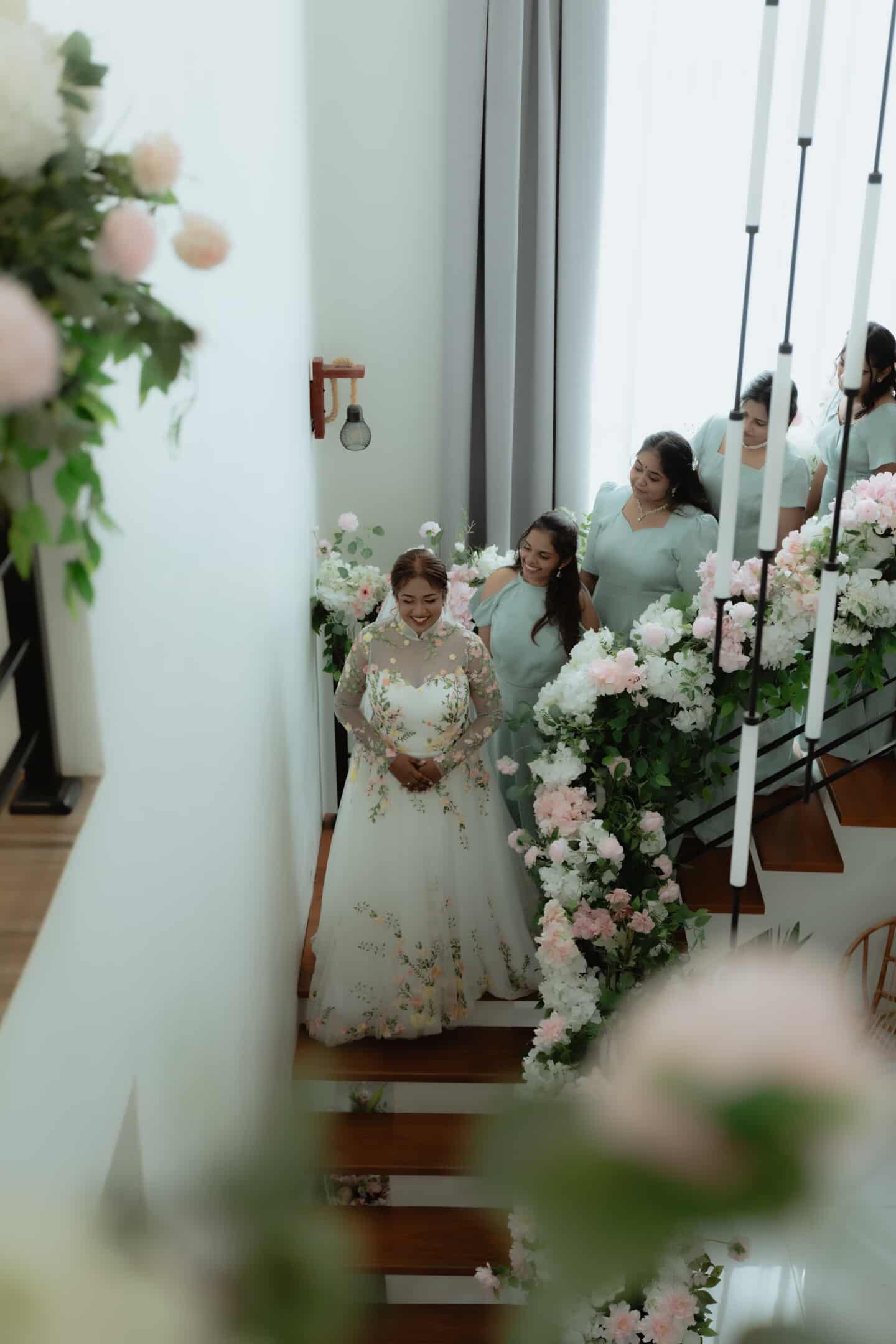 Bride Visha — High Neck Gown with Colourful Floral Details