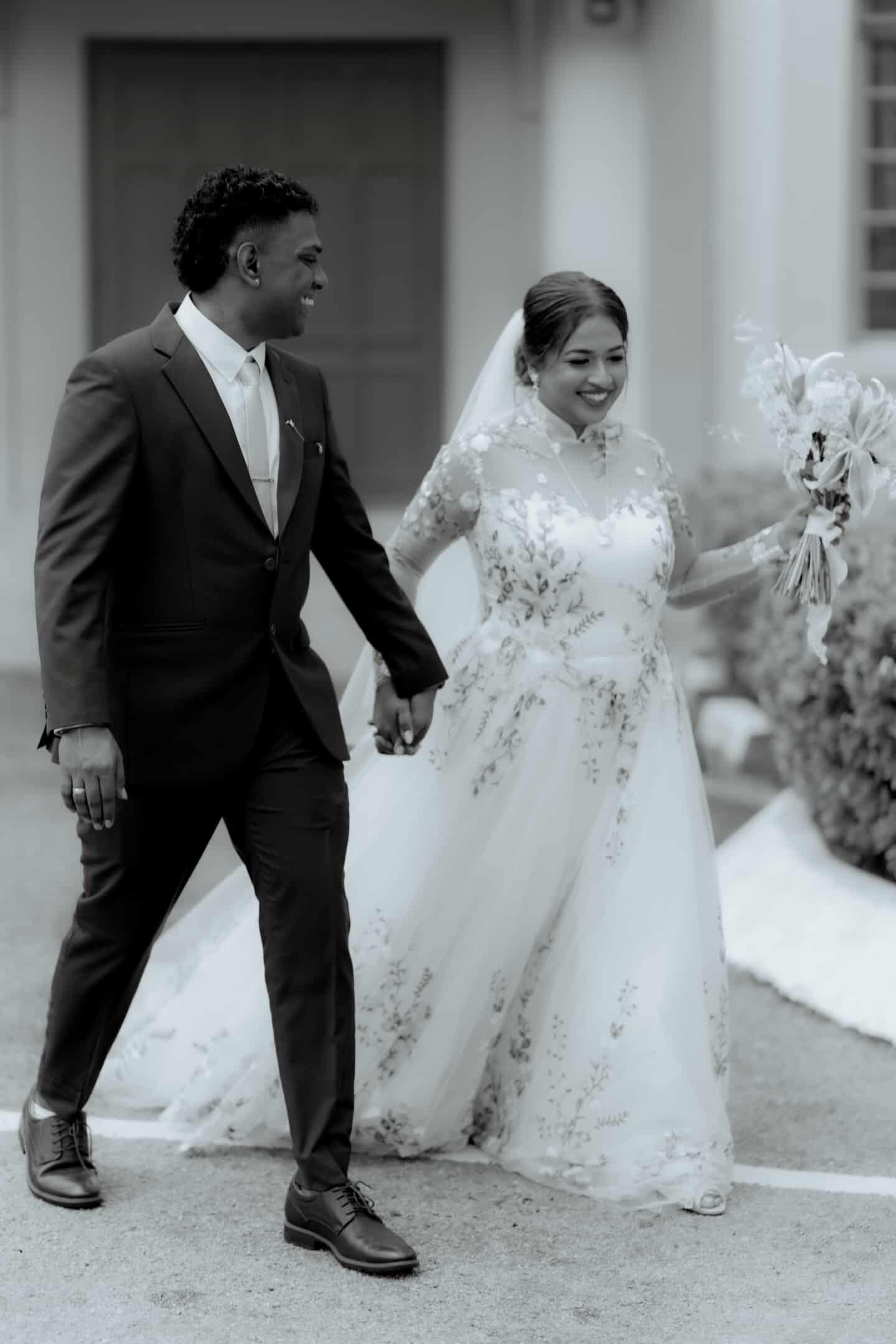Bride Visha — High Neck Gown with Colourful Floral Details