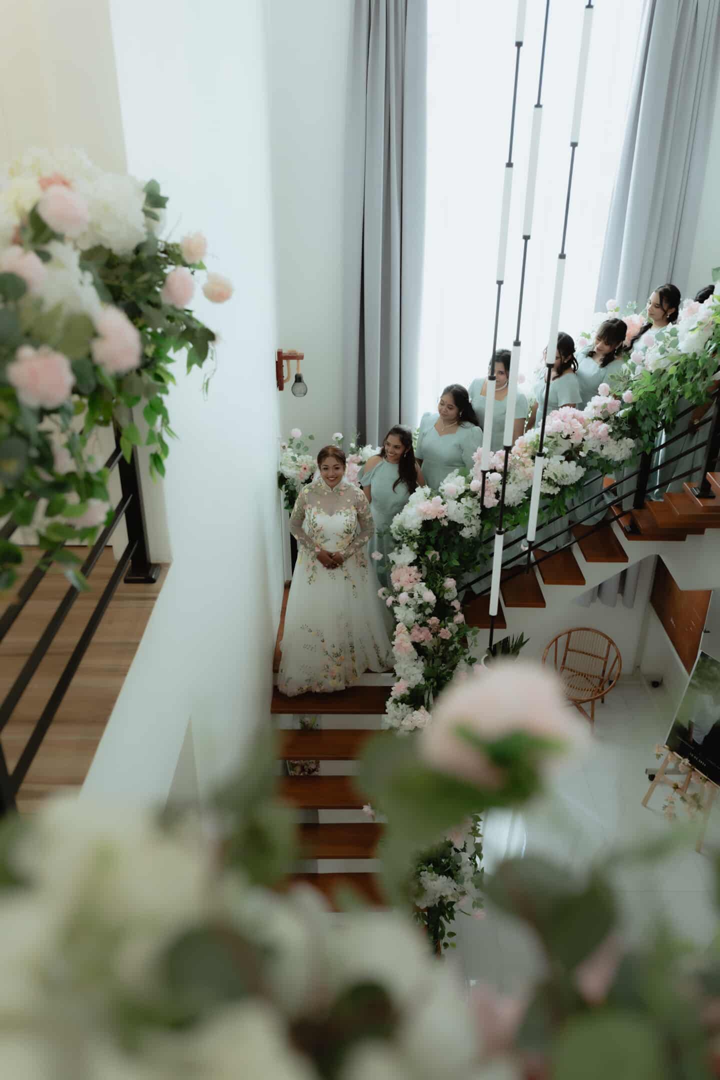 Bride Visha — High Neck Gown with Colourful Floral Details