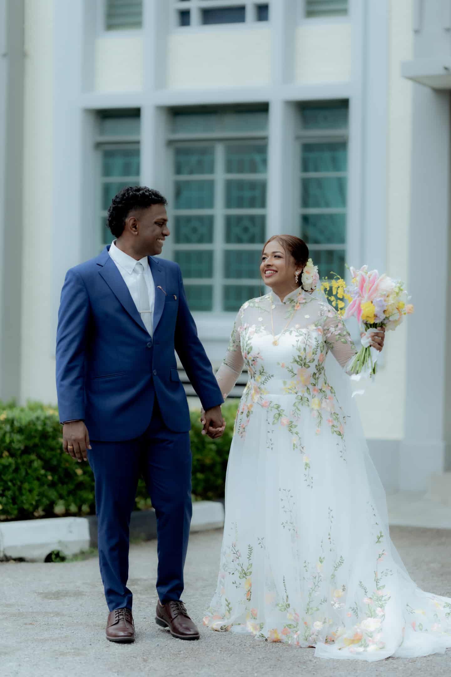 Bride Visha — High Neck Gown with Colourful Floral Details