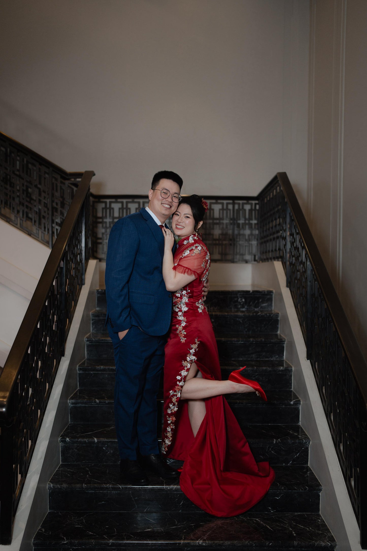 Bride Constance’s Red Gown with Gold-Lined Lace