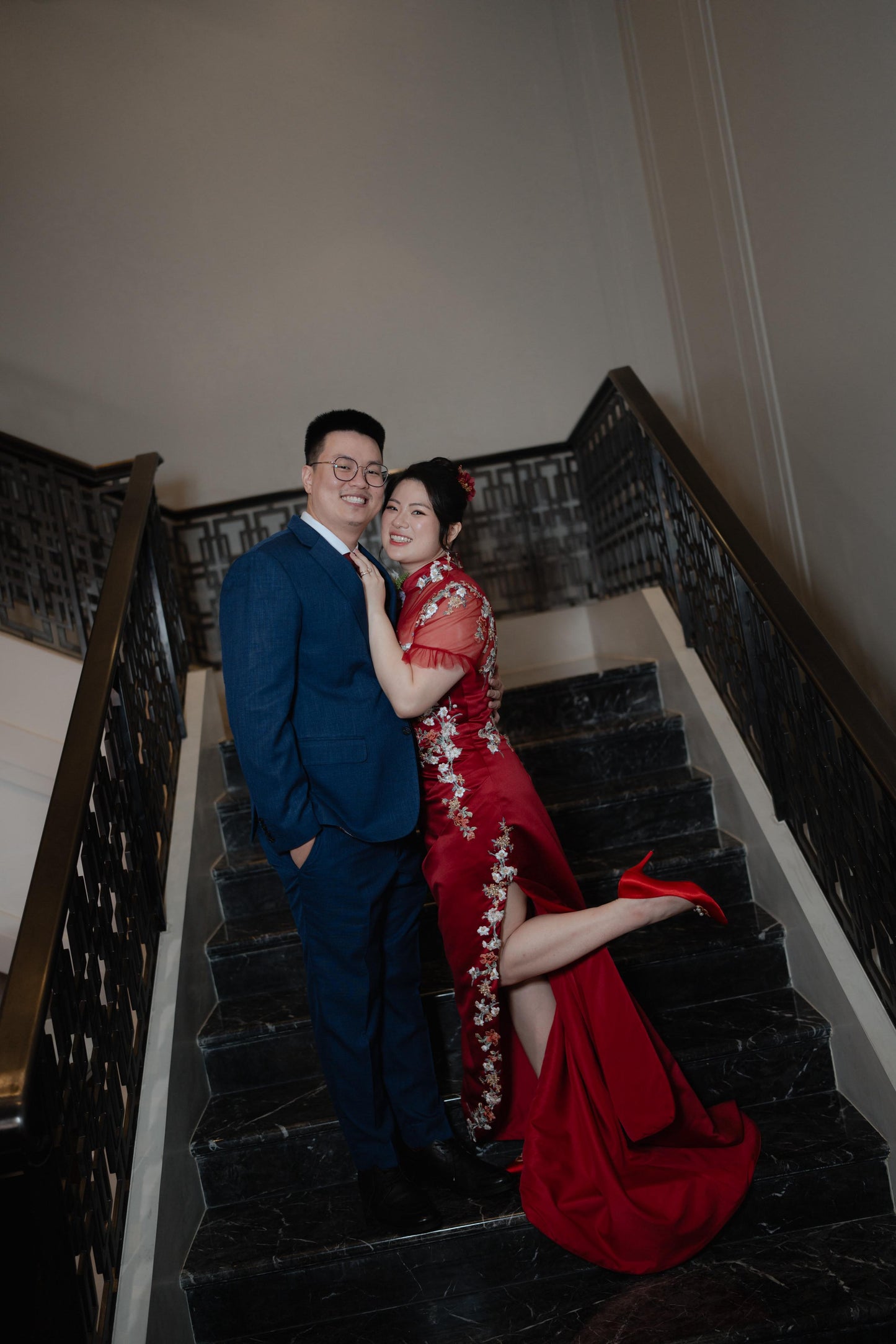 Bride Constance’s Red Gown with Gold-Lined Lace