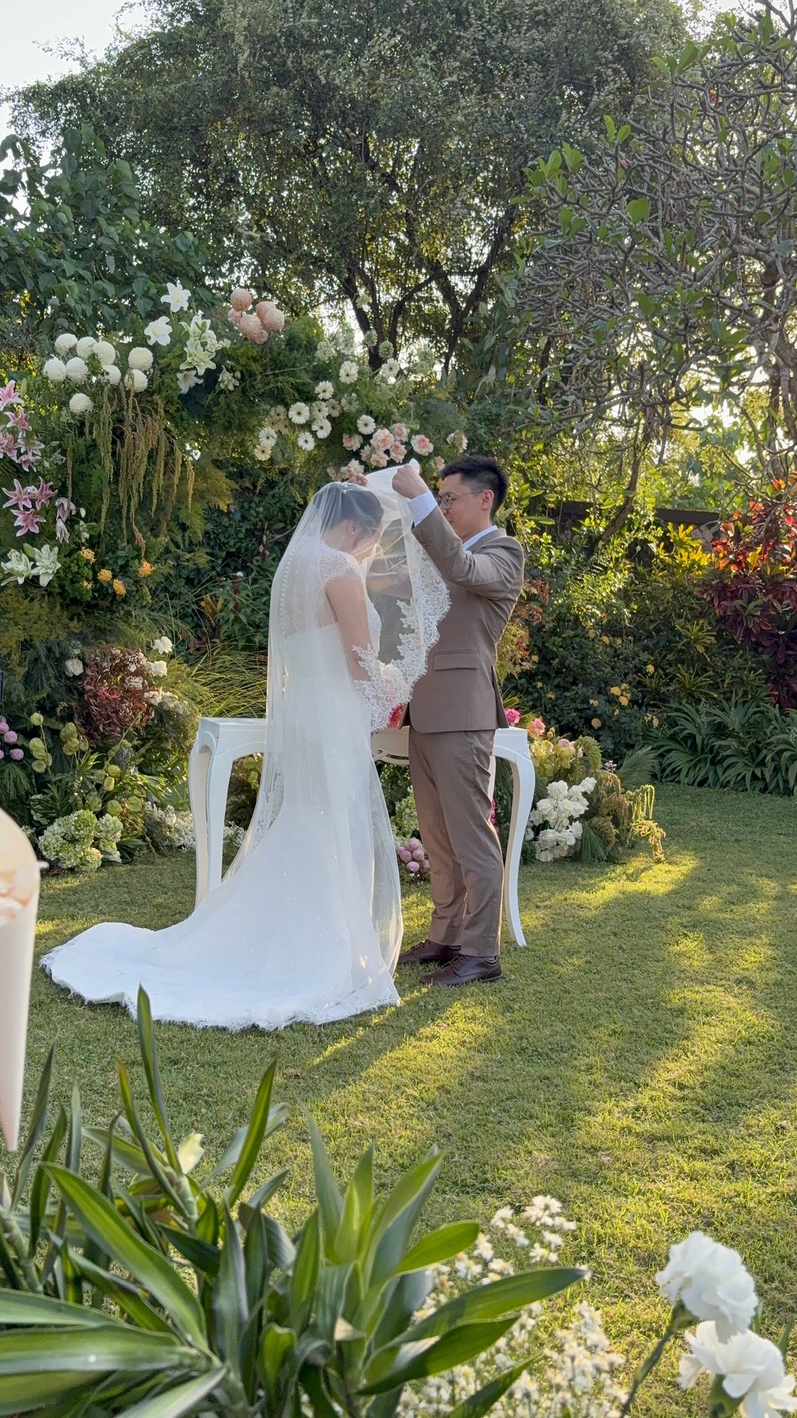 Bride Gwendolyn – Custom Beaded French Lace Gown with Veil