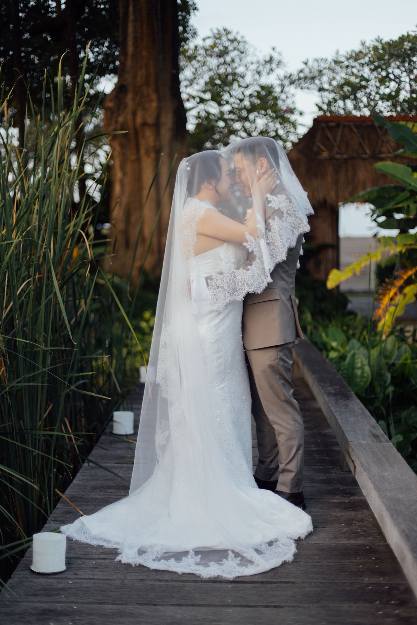 Bride Gwendolyn – Custom Beaded French Lace Gown with Veil