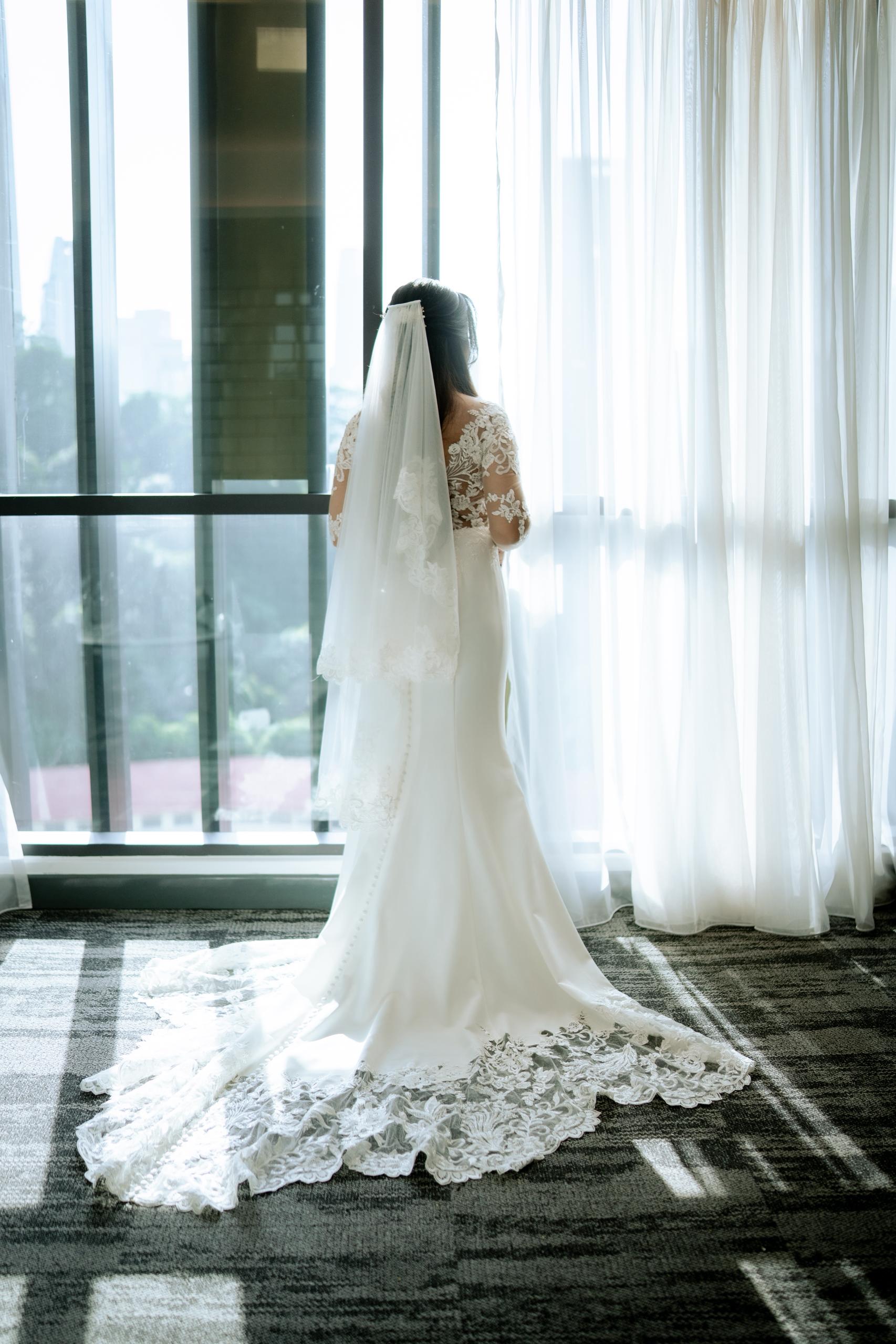 Custom Wedding Gown with a Cut-Out Train | Bride Laticia