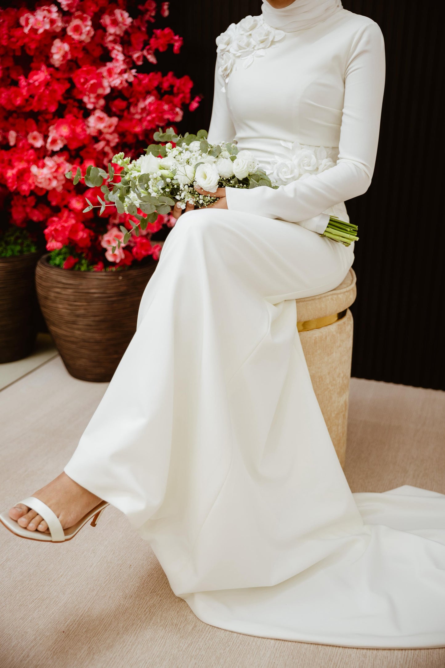 Bride Rauha — Minimalist Gown with 3D Floral Details