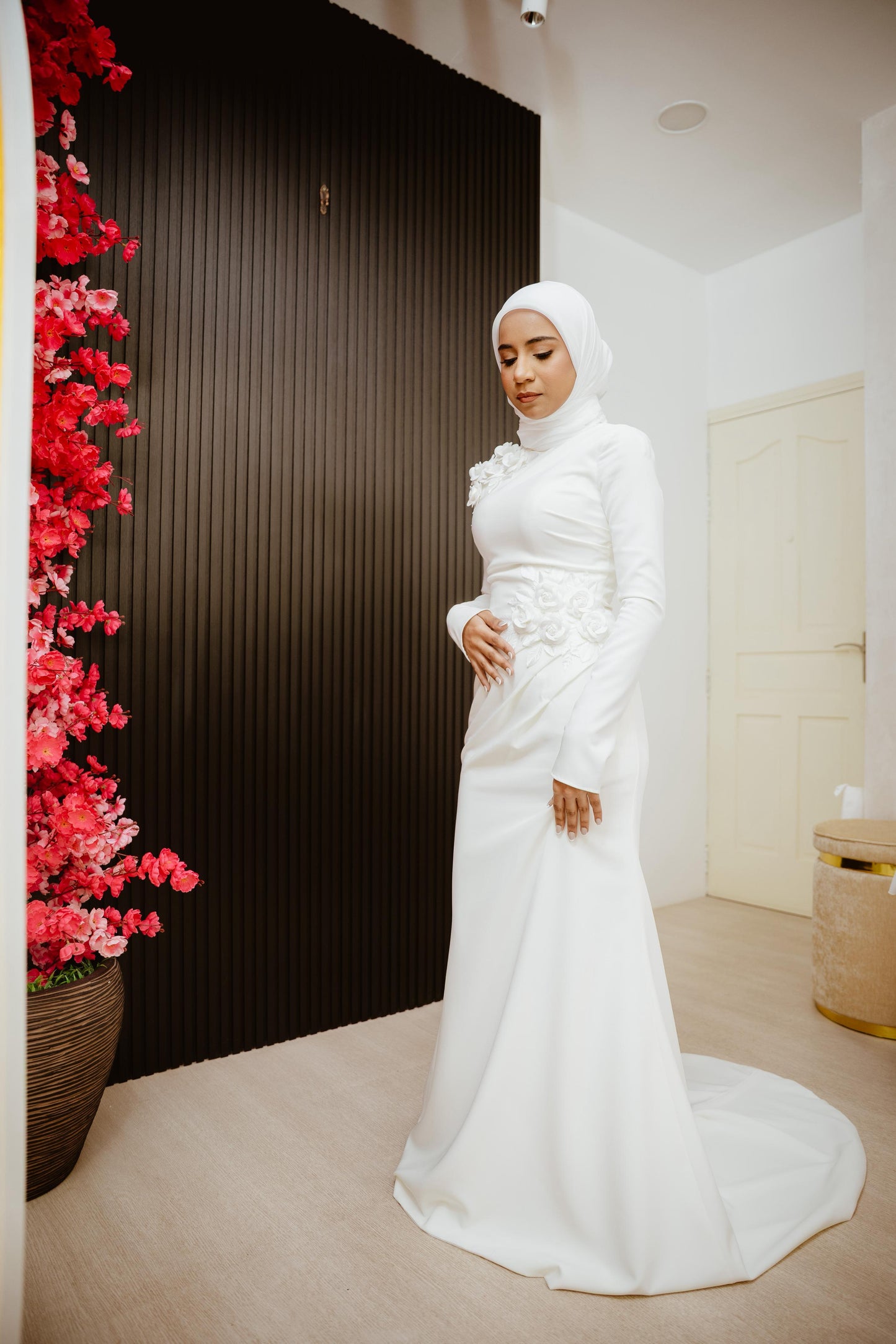 Bride Rauha — Minimalist Gown with 3D Floral Details