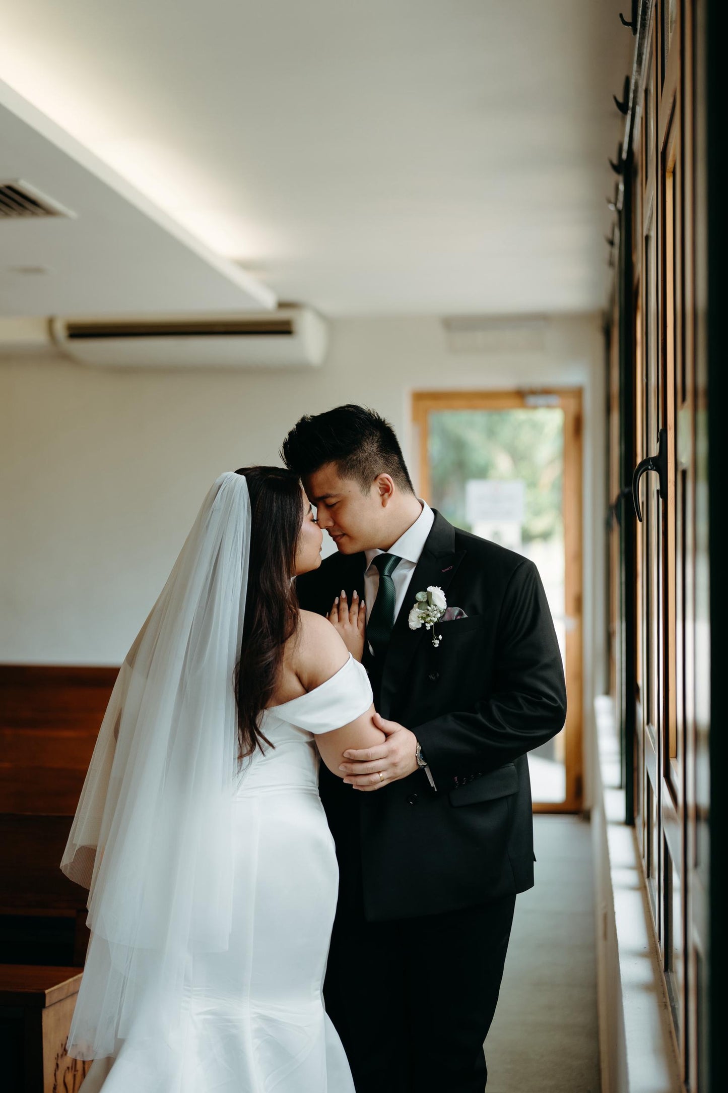Structured corset bodice on a custom bridal gown