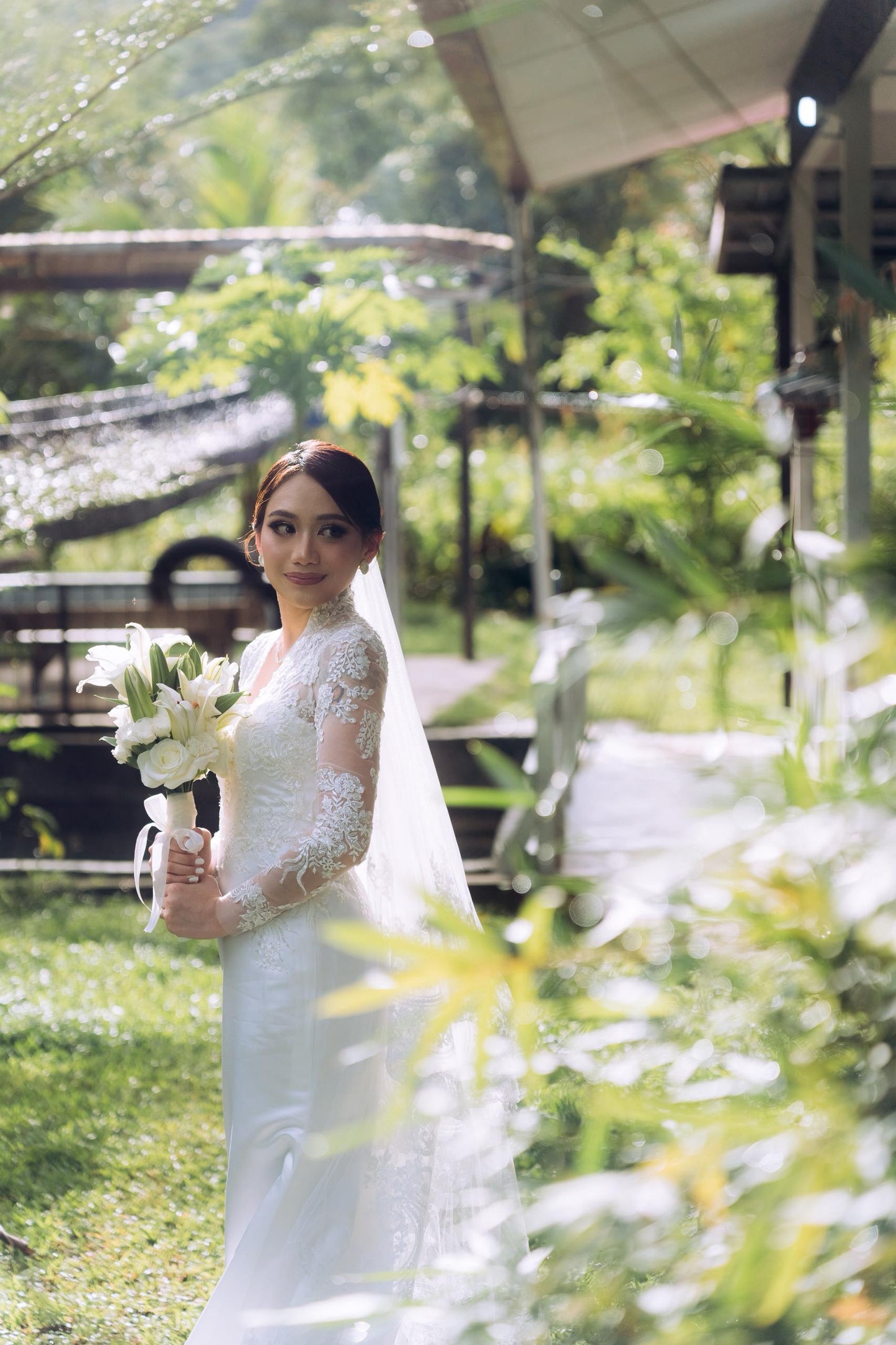 Bride Valerie’s Timeless Long-Sleeve Lace Gown