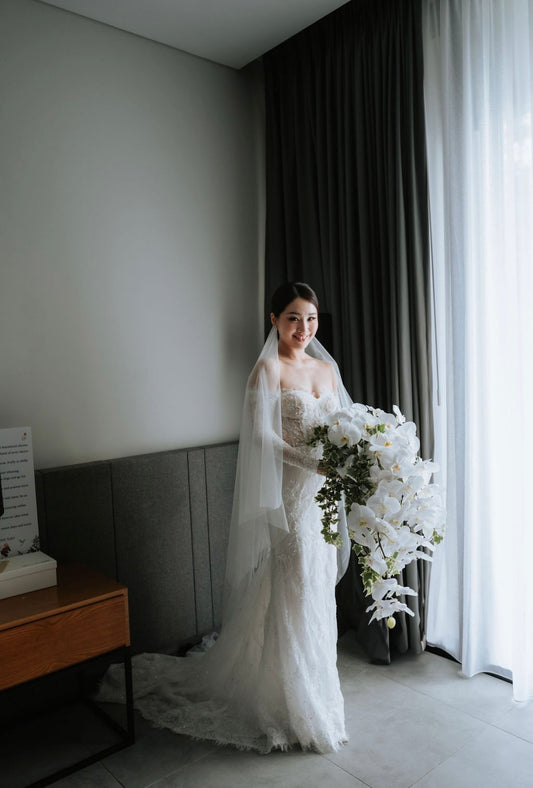 French Lace & Beaded Bridal Gown for Bride Jing Yann