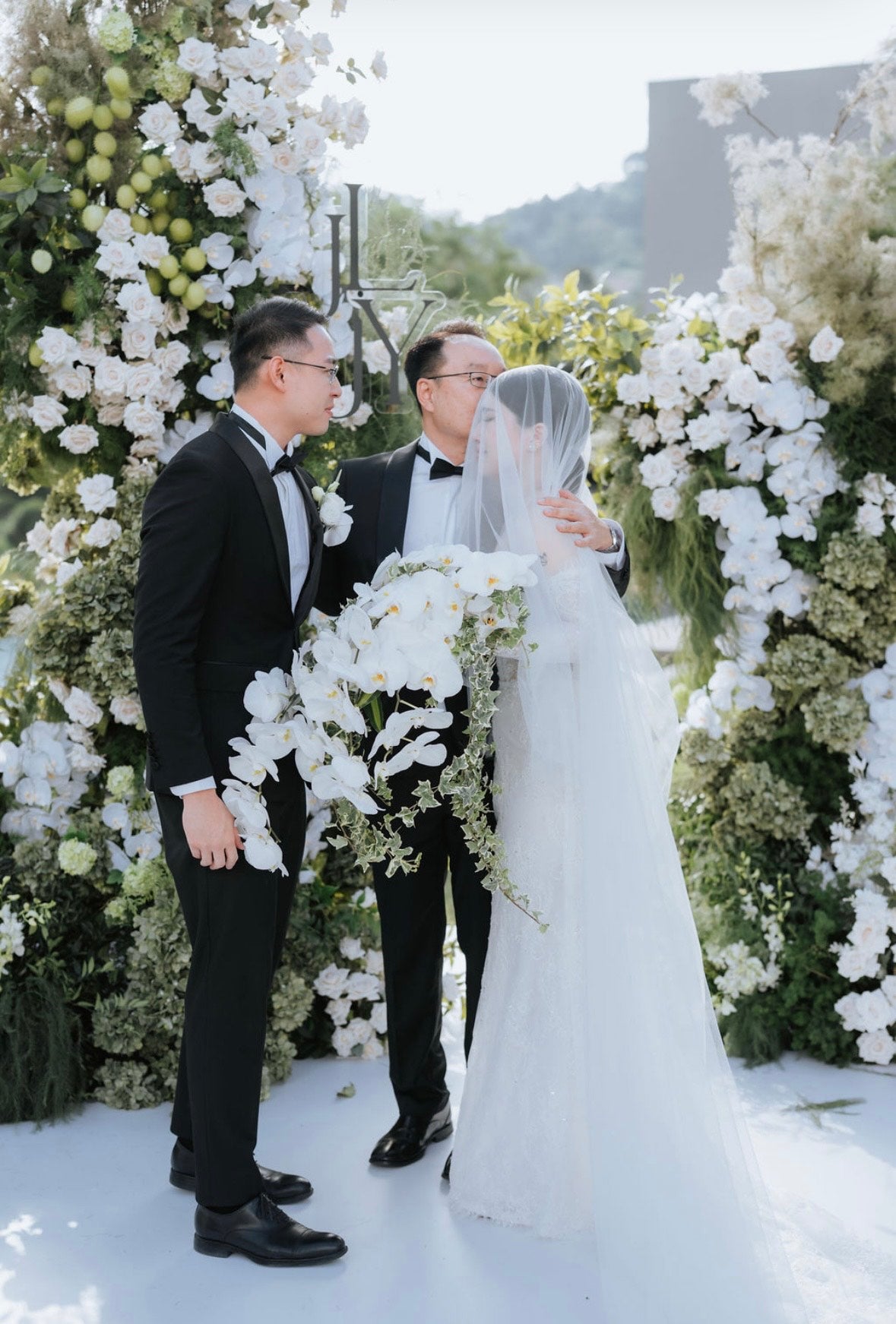 French Lace & Beaded Bridal Gown for Bride Jing Yann