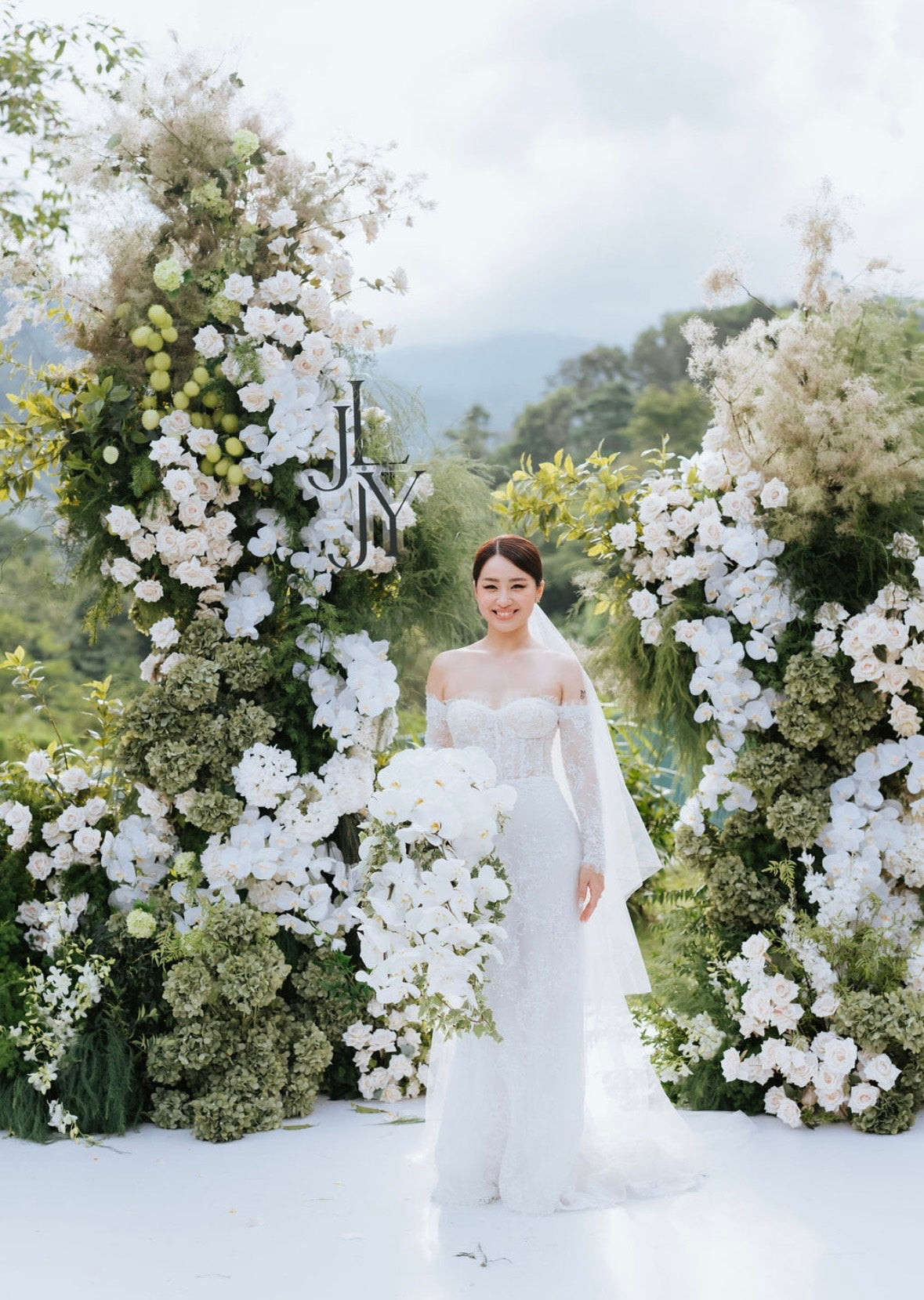 French Lace & Beaded Bridal Gown for Bride Jing Yann