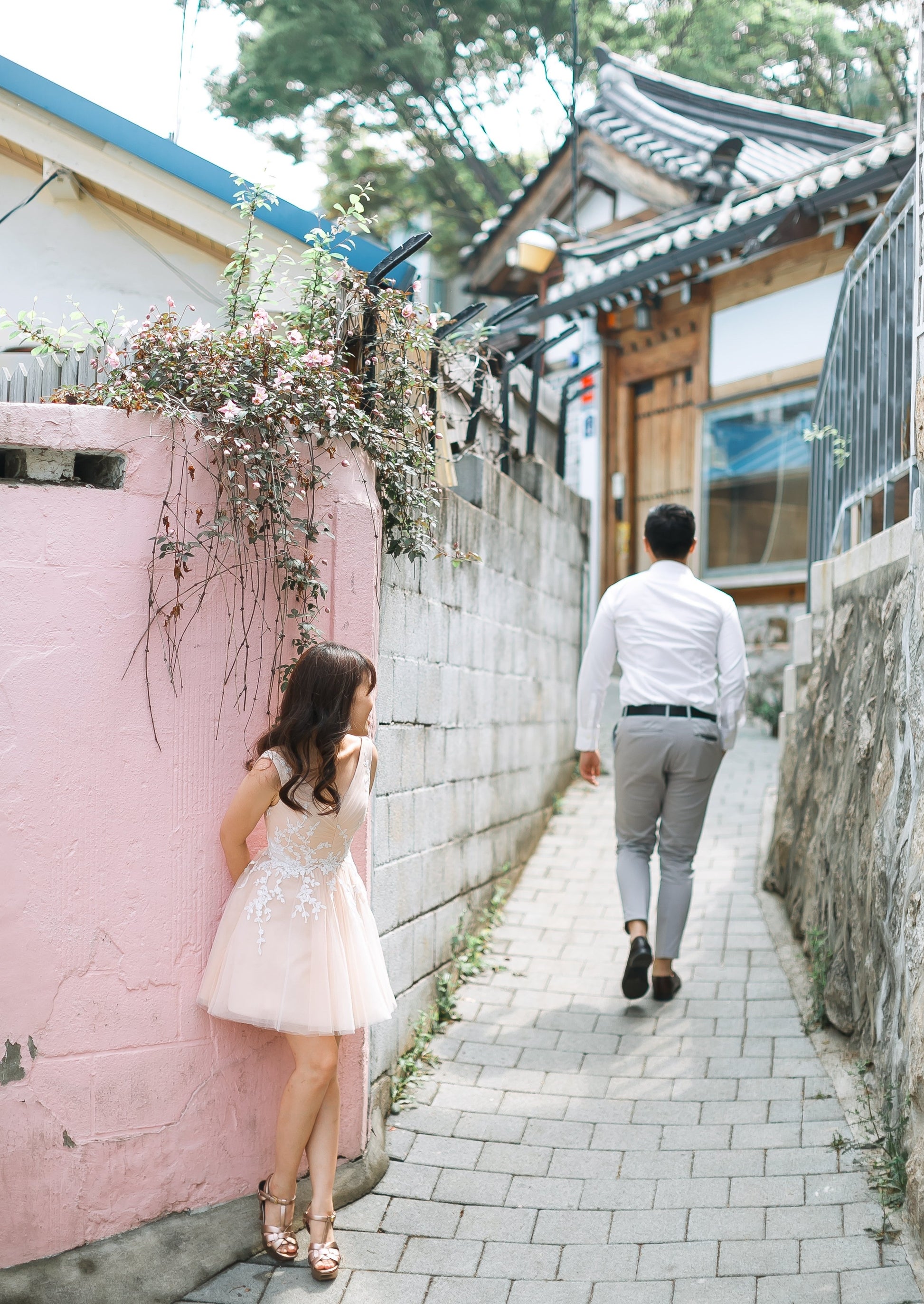 short wedding dress with detachable skirt Pleated Blush Short Wedding Dress with Detachable Skirt