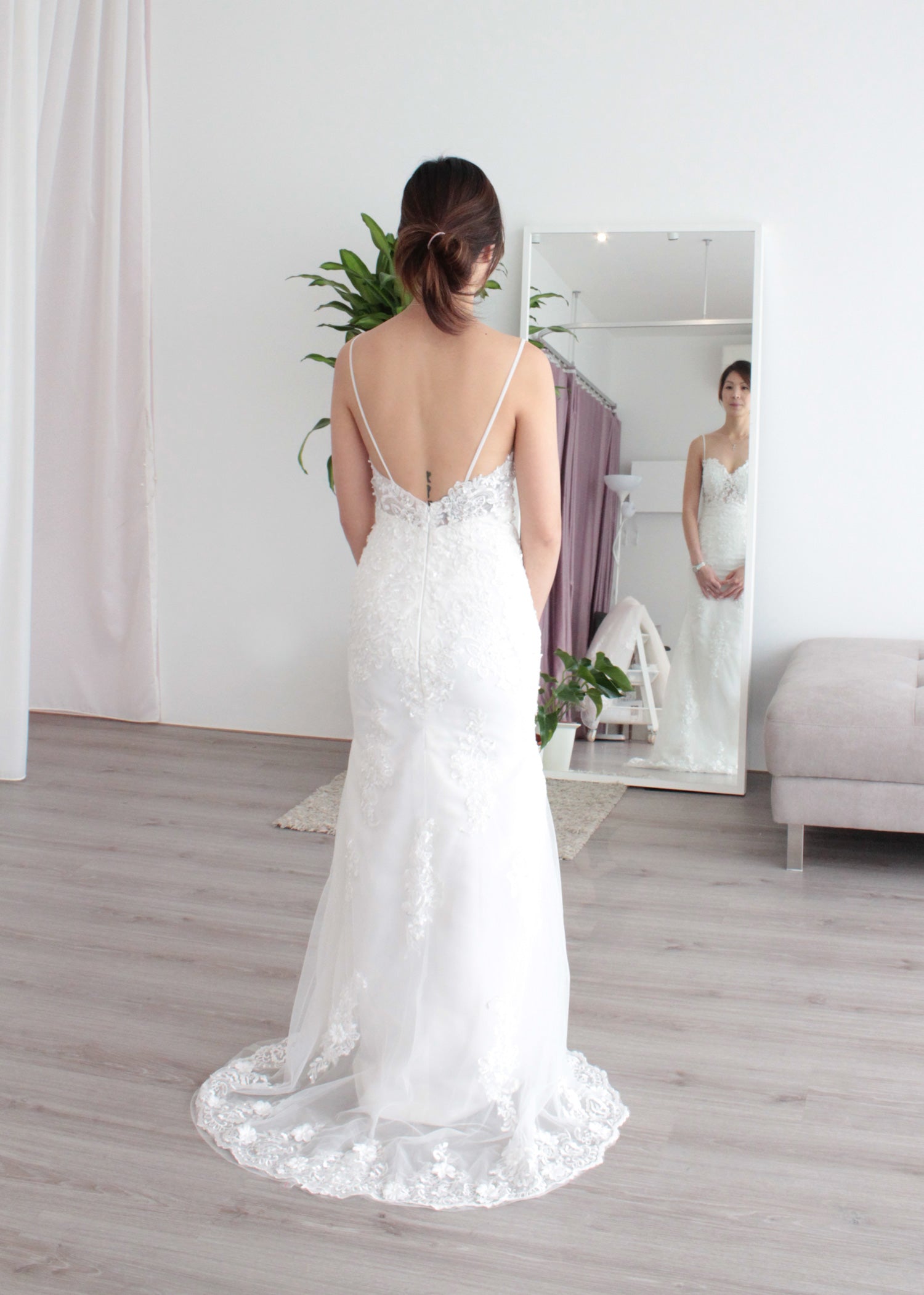 Sheath Wedding Dress with Detachable Train