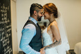 Bride Charlotte- Spaghetti Straps French Lace High Slit Sheath Wedding Dress