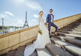 chiffon aline wedding dress with slit