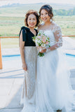 Bride Amanda - Sleeves Mermaid Wedding Dress with Aline Overskirt