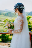 Bride Amanda - Sleeves Mermaid Wedding Dress with Aline Overskirt