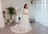 Bride Amanda - Sleeves Mermaid Wedding Dress with Aline Overskirt