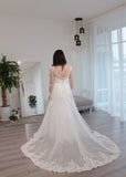 Bride Amanda - Sleeves Mermaid Wedding Dress with Aline Overskirt