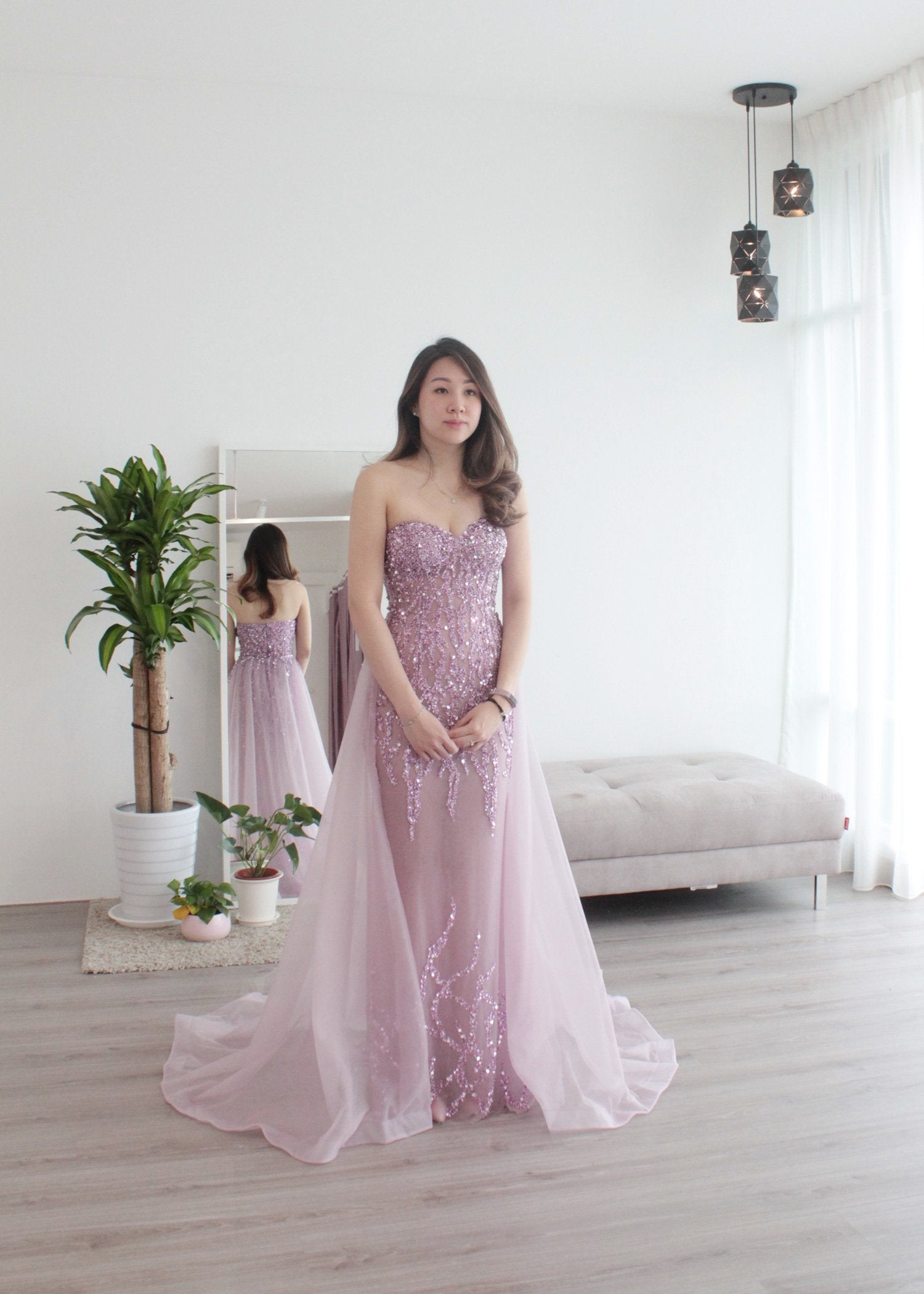 purple evening gown