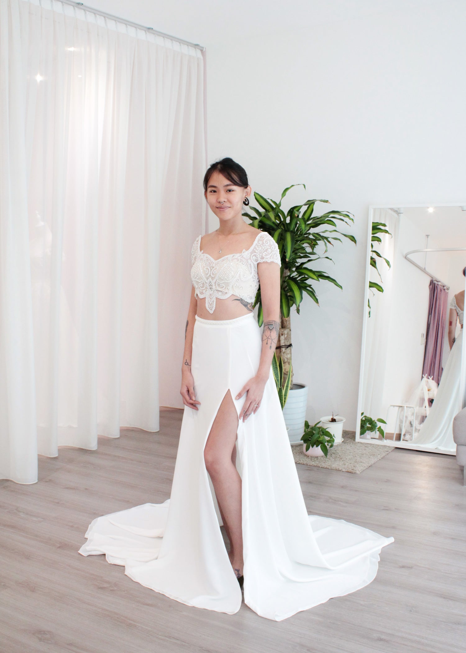 crop top lace wedding dress Zoey Bridal Crop Top - Lace Bridal Top