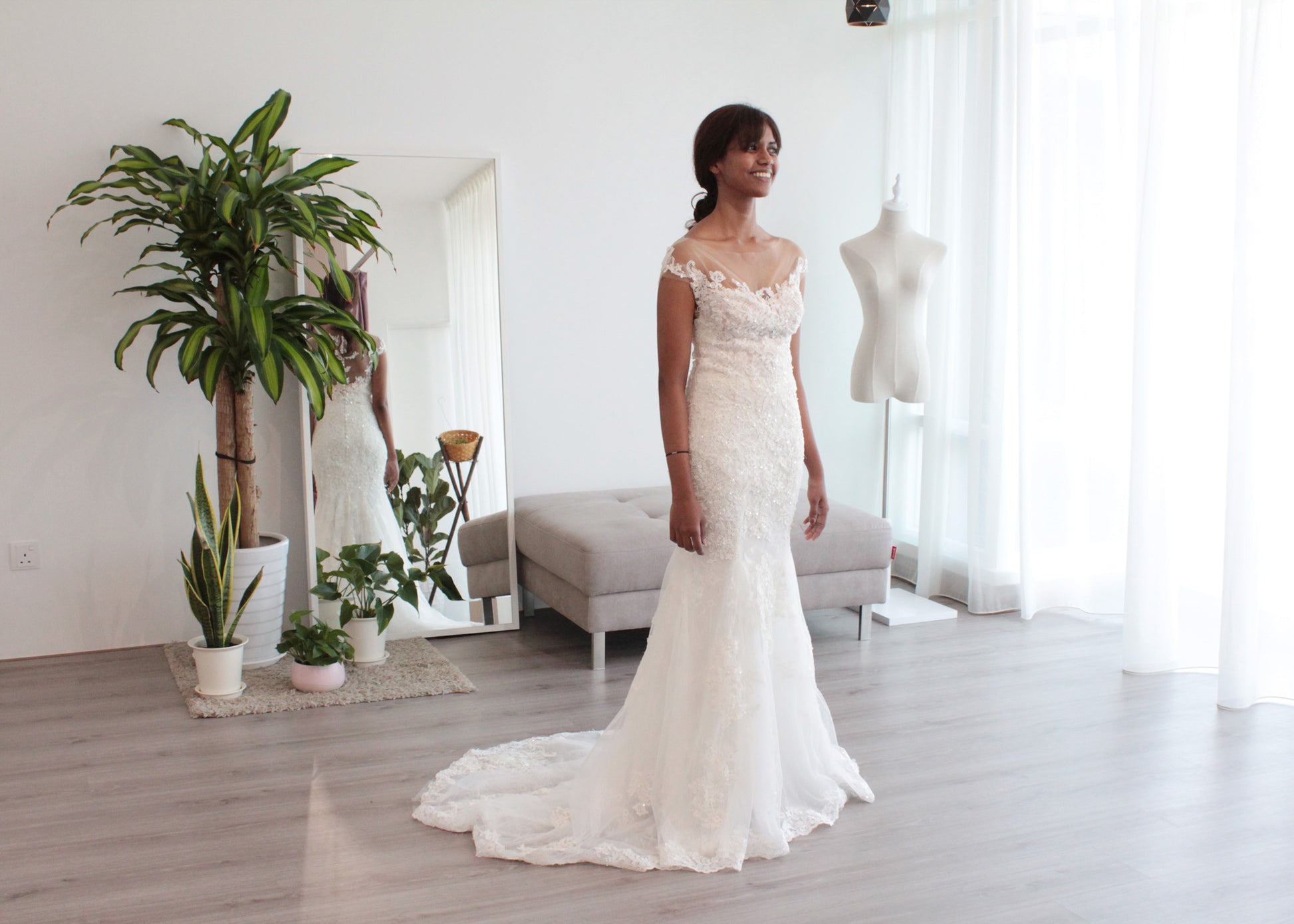 sheer wedding dress