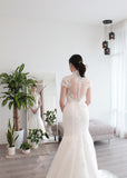 Bride Michelle - Mandarin Collar Mermaid Lace Wedding Dress