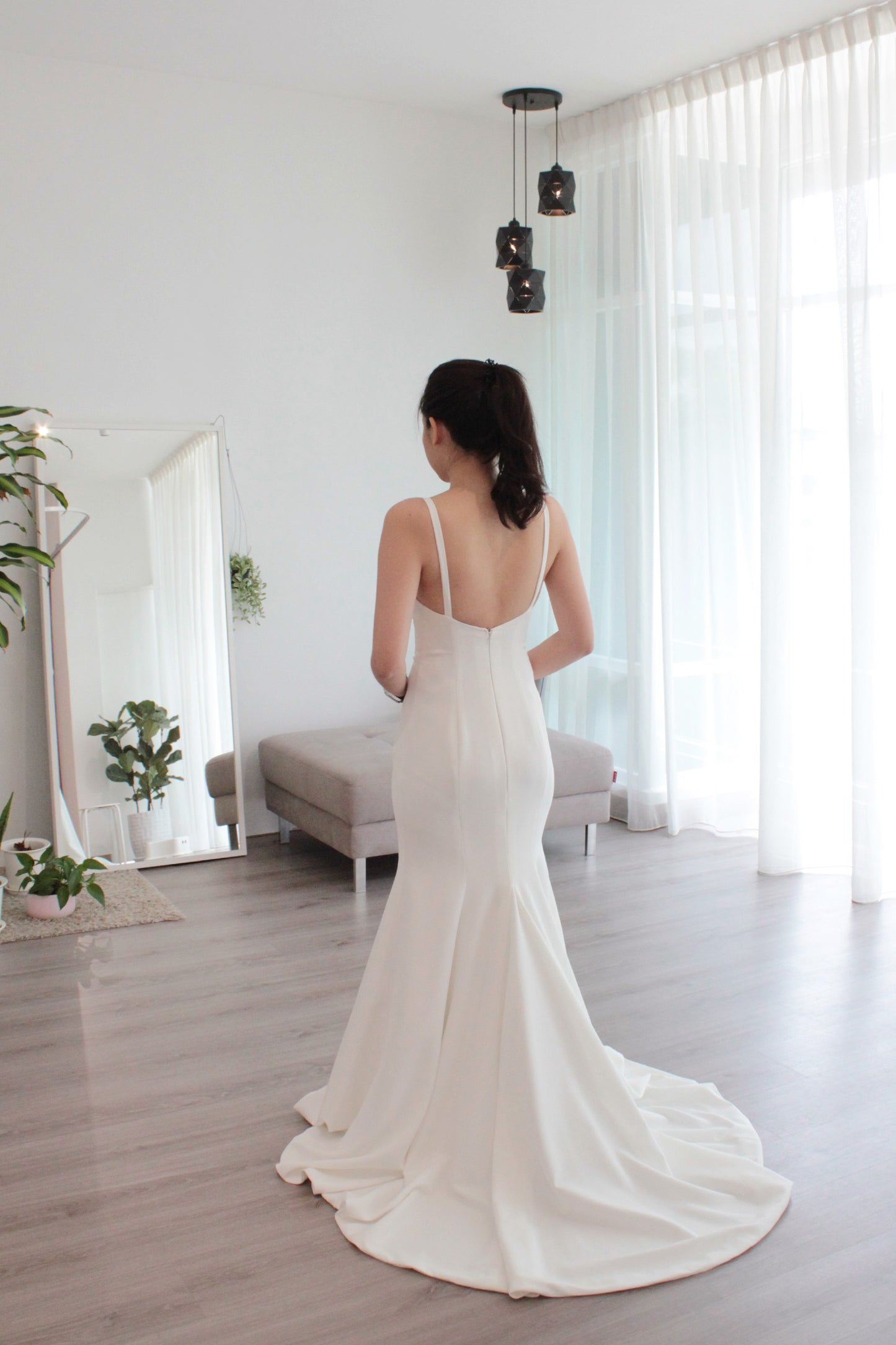 plain crepe wedding dress
