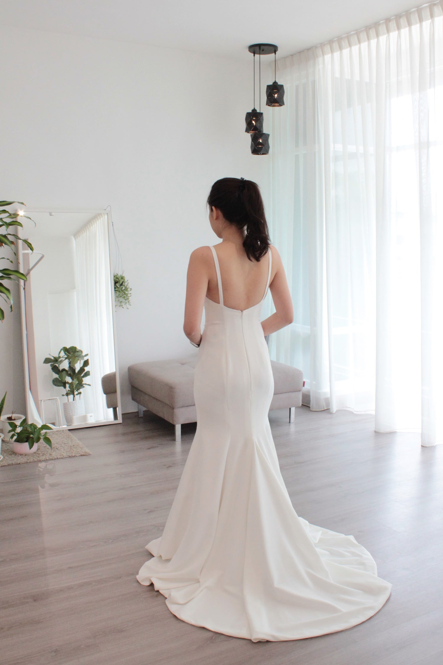 plain crepe wedding dress
