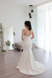 plain crepe wedding dress
