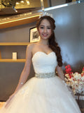 Bride Lauren - Strapless pleated bodice lace ball gown