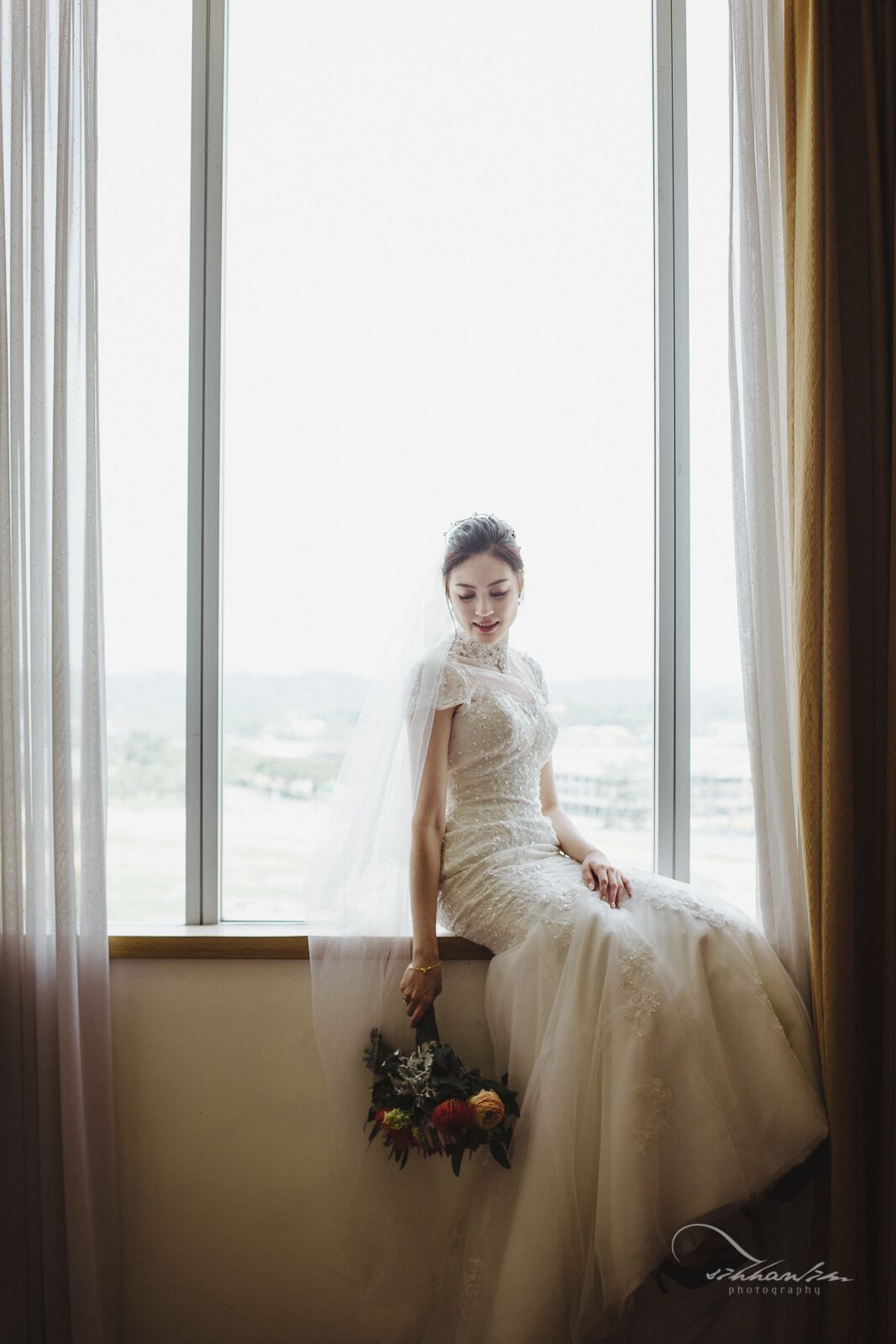 Bride Michelle - Mandarin Collar Mermaid Lace Wedding Dress